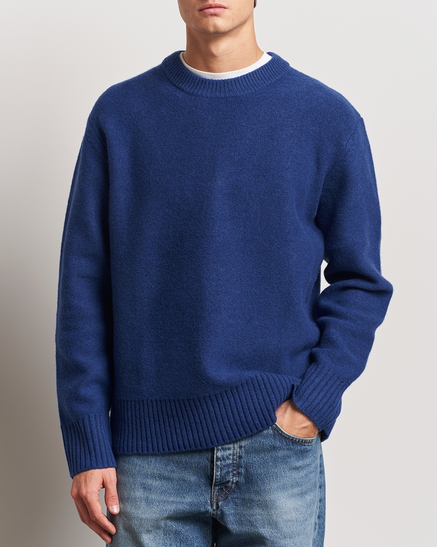 Herre | Gensere | A Day's March | Tietar Boiled Merino Sweater Blue