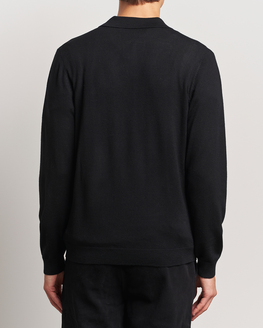 Herre | Gensere | A Day's March | Manol Open Collar Merino Polo Black