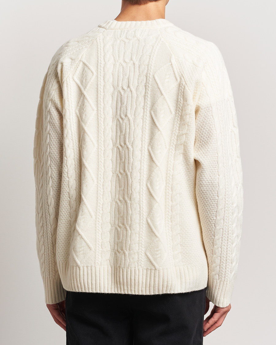 Herre | Gensere | A Day's March | Atlas Aran Knit Lambswool Sweater Off White