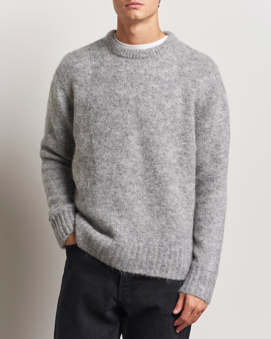 Herre | Gensere | A Day's March | Tietar Mohair Sweater Grey Melange