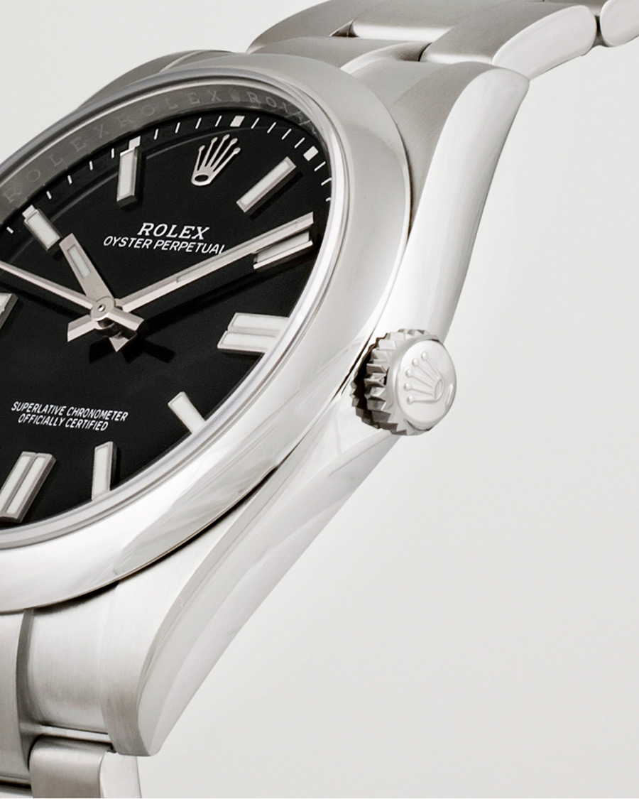 Herre | Rolex Pre-Owned Oyster Perpetual 124300 Black Silver | Rolex Pre-Owned | Oyster Perpetual 124300 Black Silver