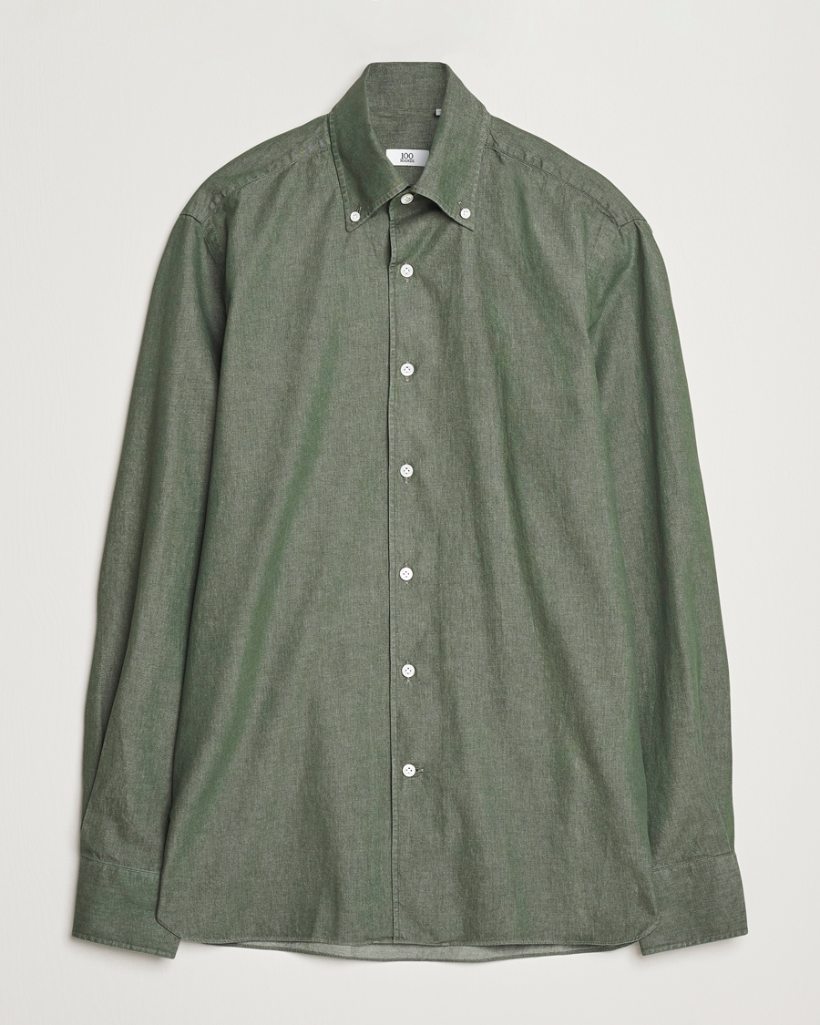 Herre | Skjorter | 100Hands | Button Down Denim Shirt Sage Green
