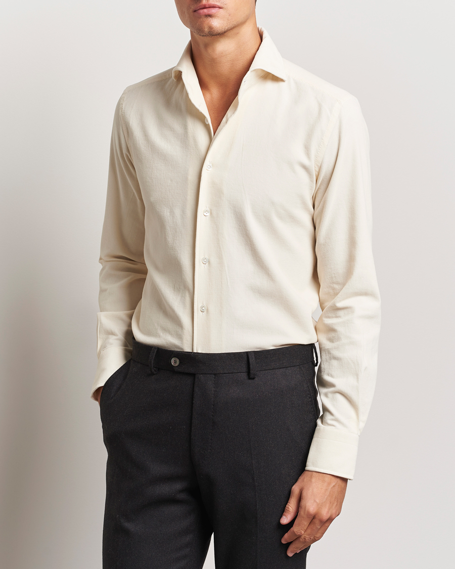 Herre | Skjorter | 100Hands | Japan Corduroy Shirt Off White