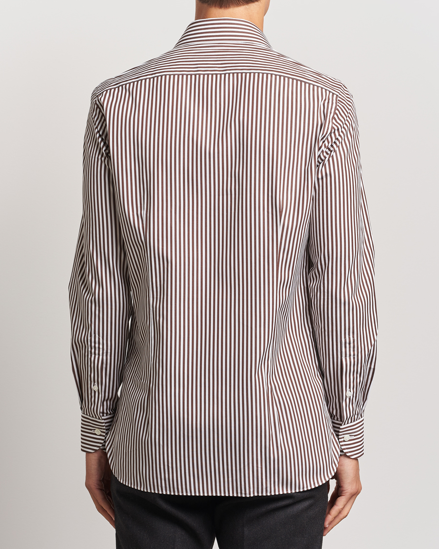 Herre | Skjorter | 100Hands | Striped Cut Away Cotton Shirt Brown
