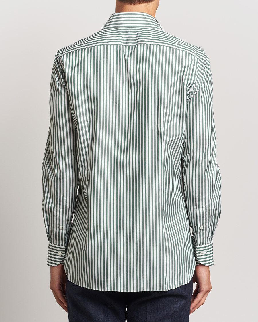 Herre | Skjorter | 100Hands | Striped Cut Away Cotton Shirt Green