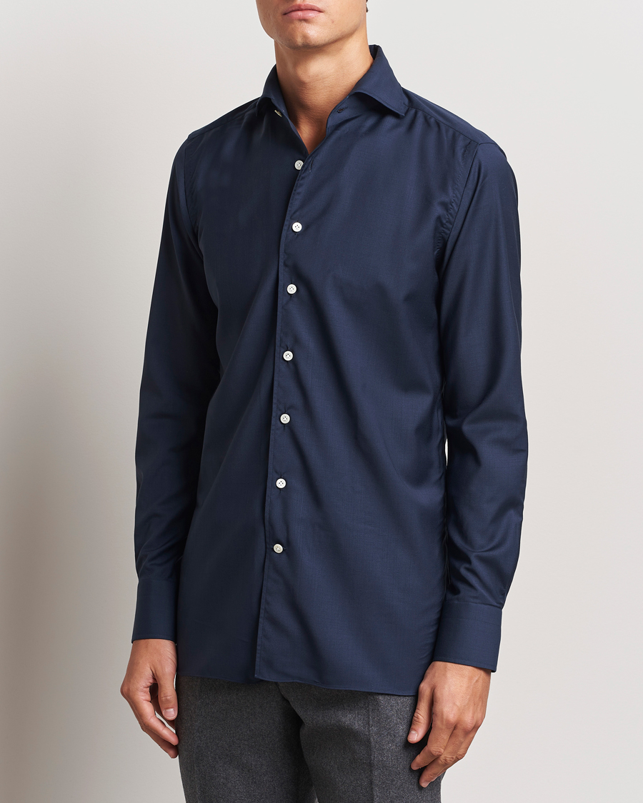 Herre | Skjorter | 100Hands | Full Spread Wool Shirt Navy