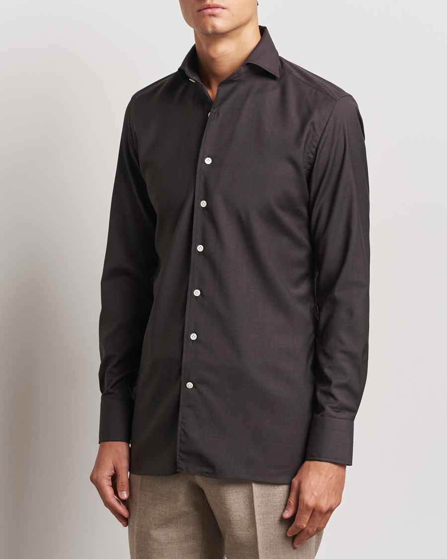 Herre | Skjorter | 100Hands | Full Spread Wool Shirt Brown