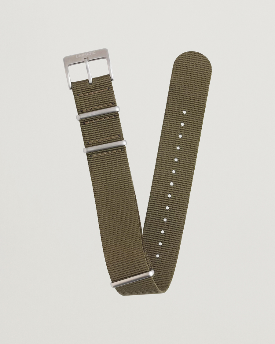 Herre | Klokkeremmer | UNIMATIC | Nylon Nato Steel 22mm Strap Olive