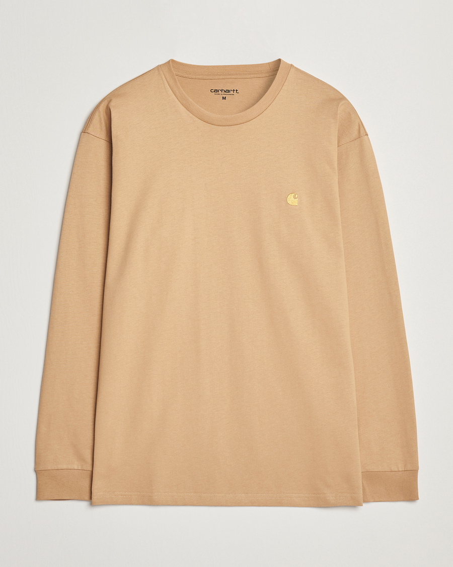 Herre | T-Shirts | Carhartt WIP | Chase Combed Cotton Long Sleeve T-Shirt Dusty H Brown