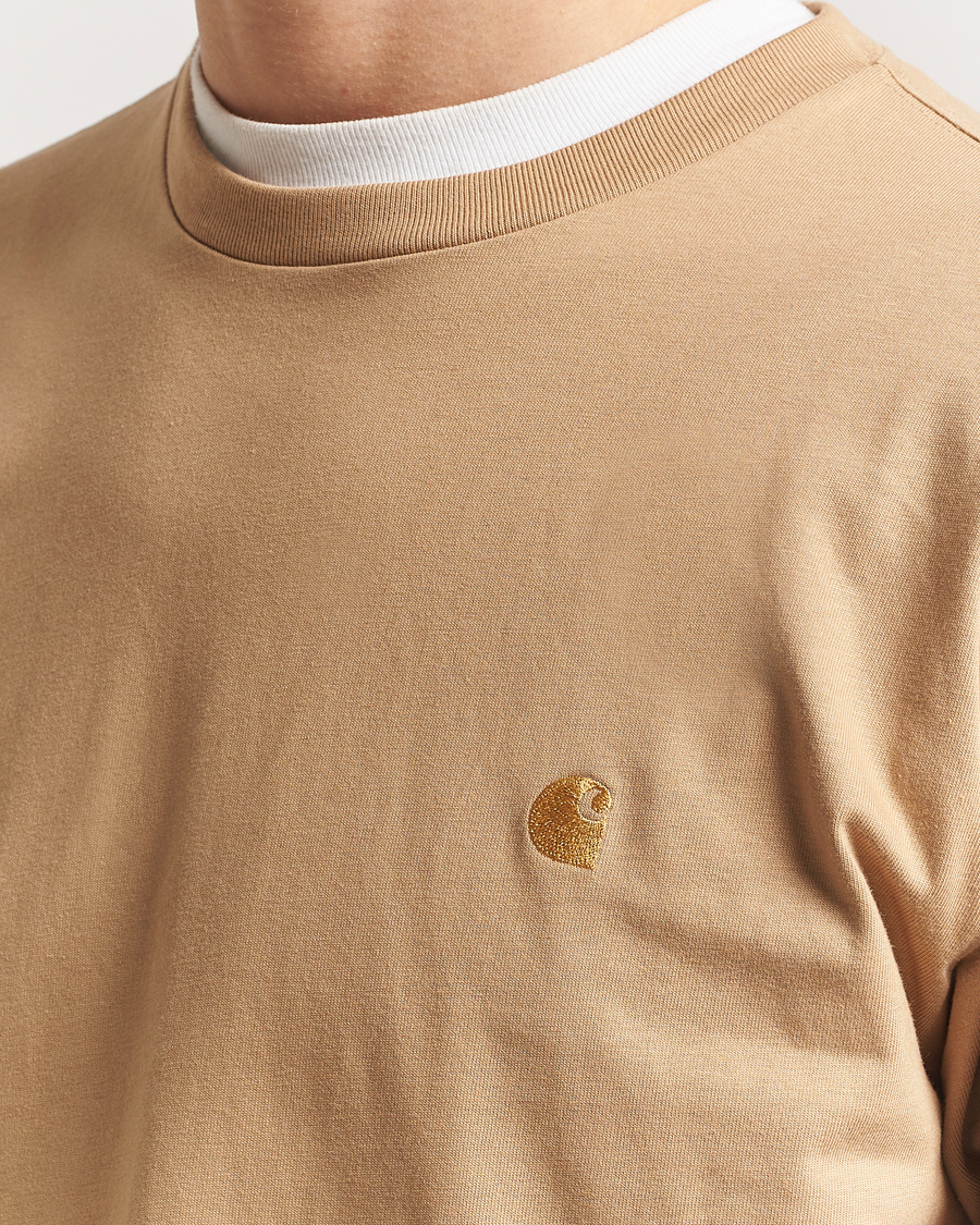 Herre | T-Shirts | Carhartt WIP | Chase Combed Cotton Long Sleeve T-Shirt Dusty H Brown
