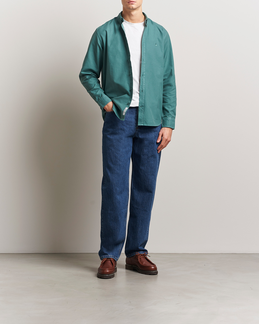 Herre | Skjorter | Carhartt WIP | Bolton Cotton Oxford Shirt Silver Pine