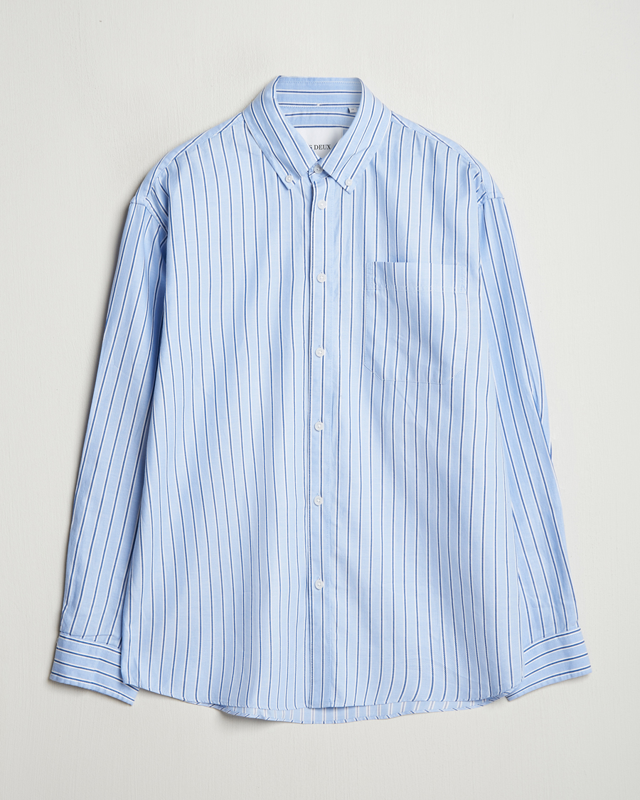 Herre | Skjorter | LES DEUX | Kolton Herringbone Poplin Shirt Bel Air Blue