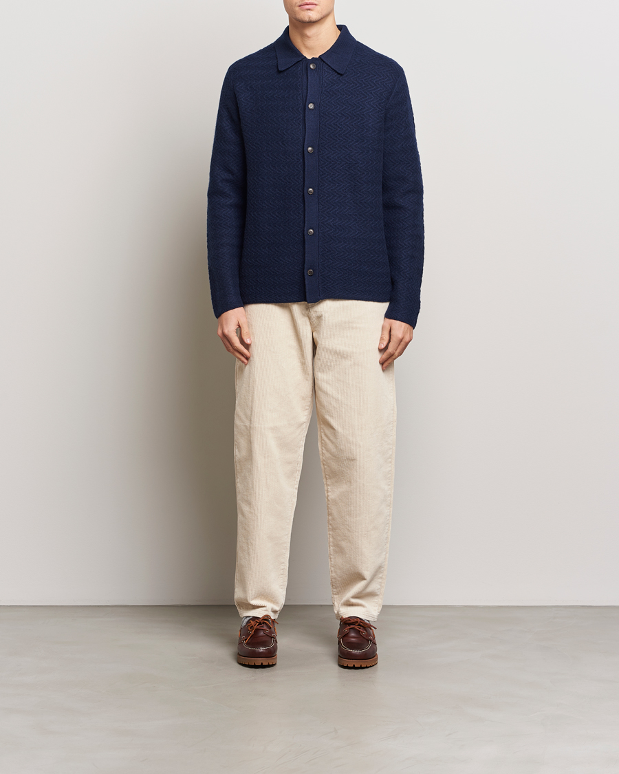 Herre | Gensere | LES DEUX | Finnegan Knit Shirt Cardigan Dark Navy