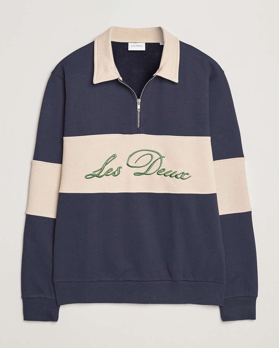 Herre | Gensere | LES DEUX | Cory Zipper Rugby Sweatshirt Dark Navy/Ivory