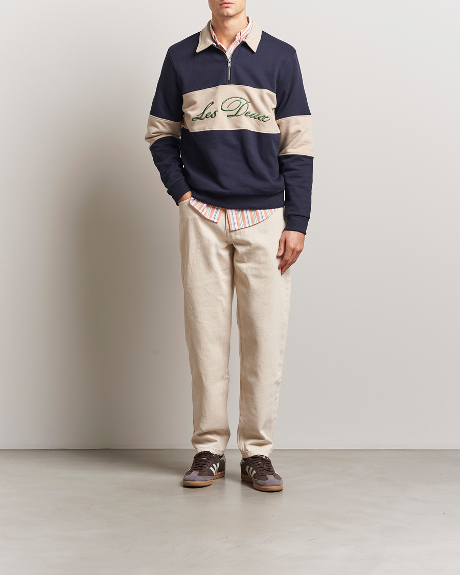 Herre | Gensere | LES DEUX | Cory Zipper Rugby Sweatshirt Dark Navy/Ivory