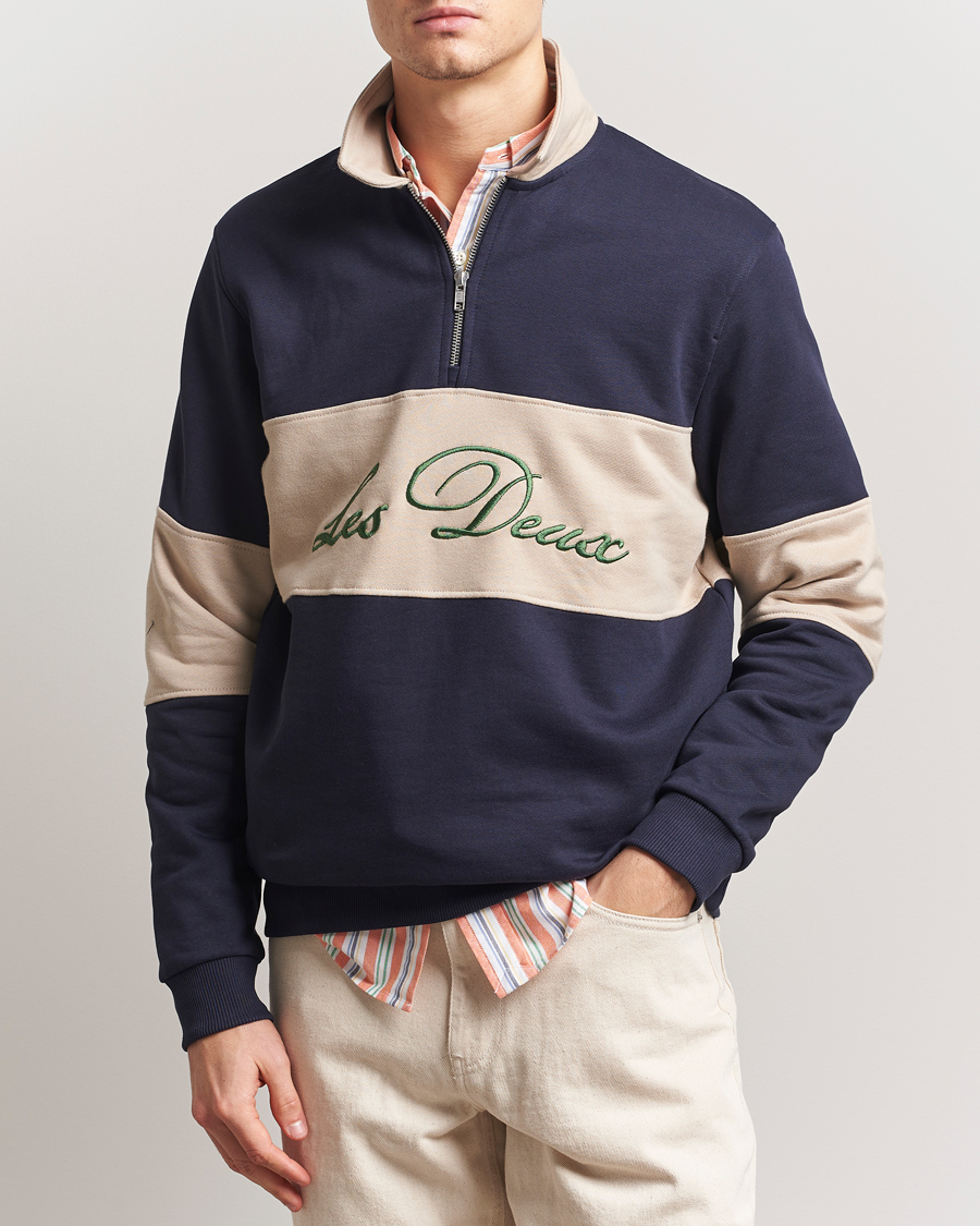 Herre | Gensere | LES DEUX | Cory Zipper Rugby Sweatshirt Dark Navy/Ivory