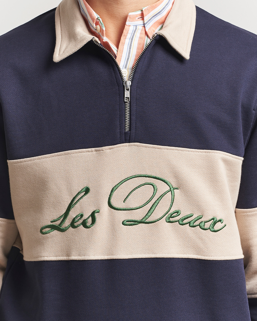 Herre | Gensere | LES DEUX | Cory Zipper Rugby Sweatshirt Dark Navy/Ivory