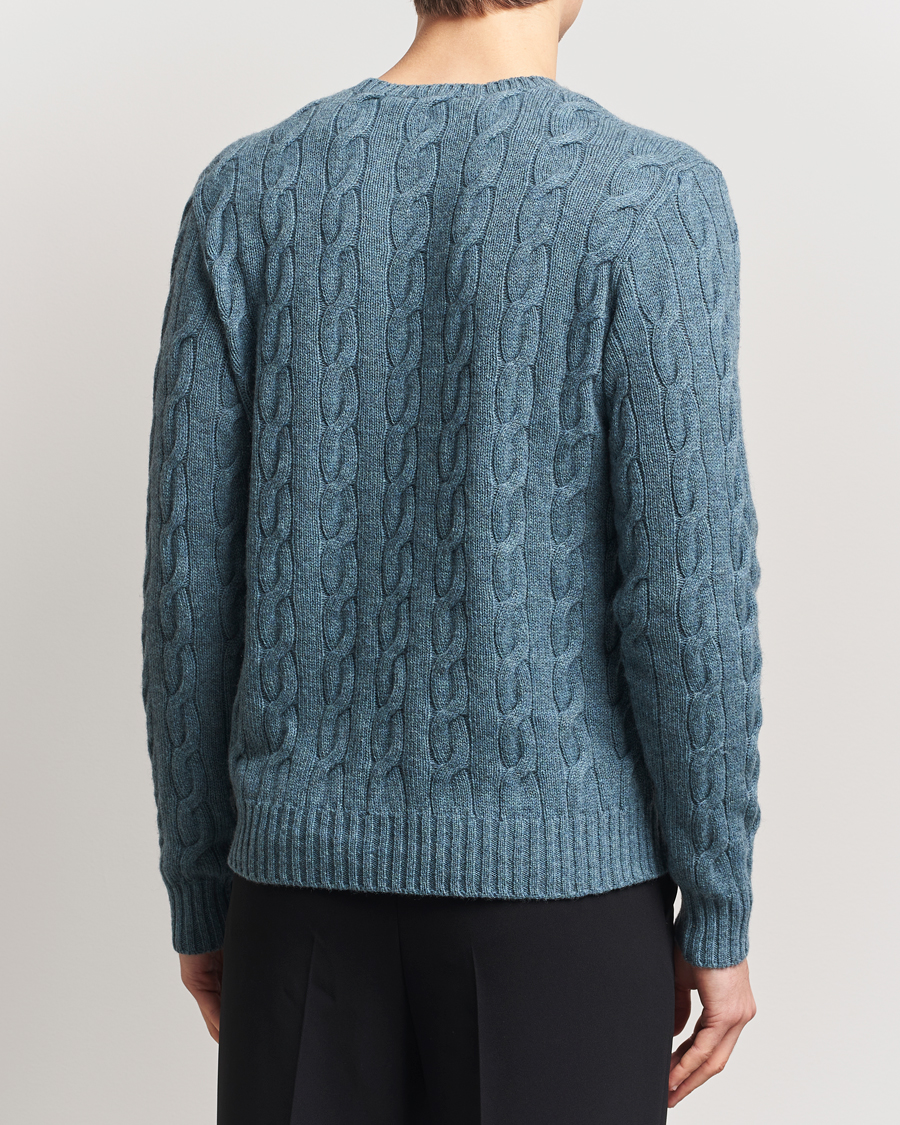 Herre | Gensere | Ralph Lauren Purple Label | Cashmere Cable Sweater Blue Melange