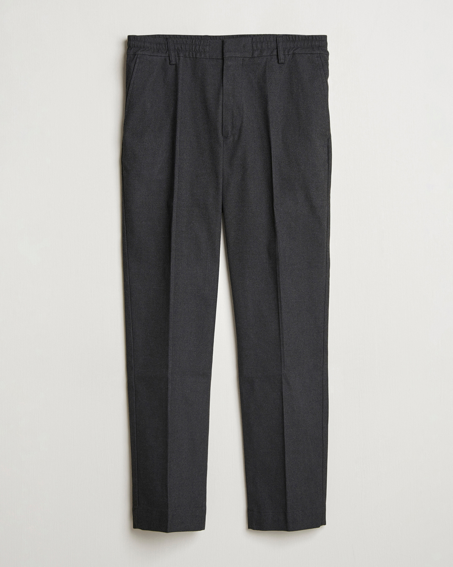 Herre | Bukser | NN07 | Billie Brushed Drawstring Trousers Black Melange