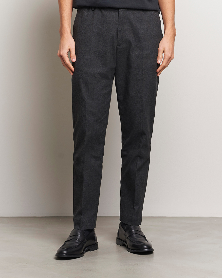 Herre | Bukser | NN07 | Billie Brushed Drawstring Trousers Black Melange