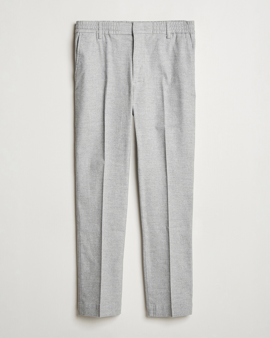 Herre | Bukser | NN07 | Billie Brushed Drawstring Trousers Light Grey Melange