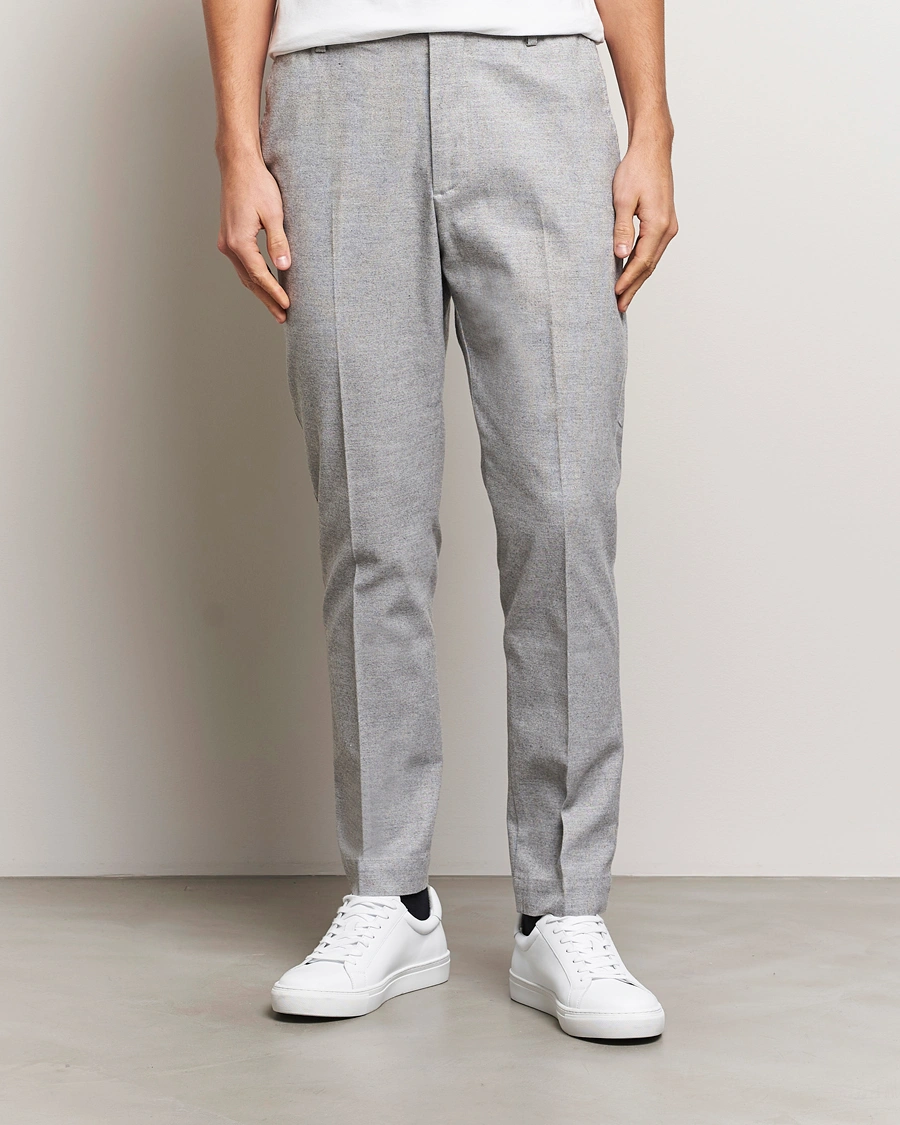 Herre | Bukser | NN07 | Billie Brushed Drawstring Trousers Light Grey Melange
