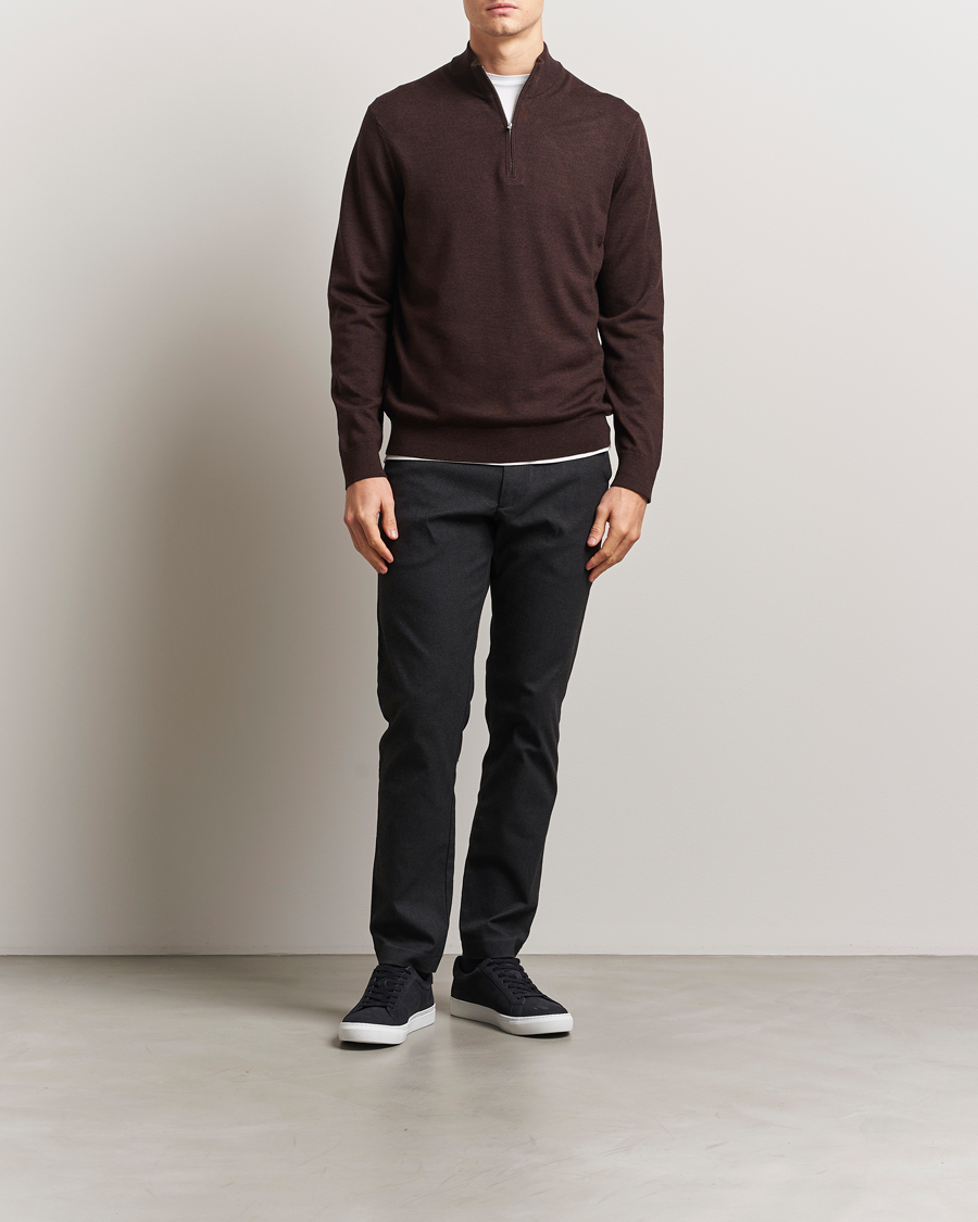 Herre | Gensere | NN07 | Sergio Merino Knitted Half Zip Brown Melange