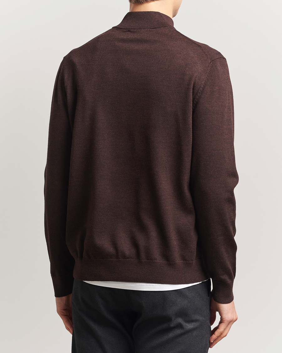 Herre | Gensere | NN07 | Sergio Merino Knitted Half Zip Brown Melange