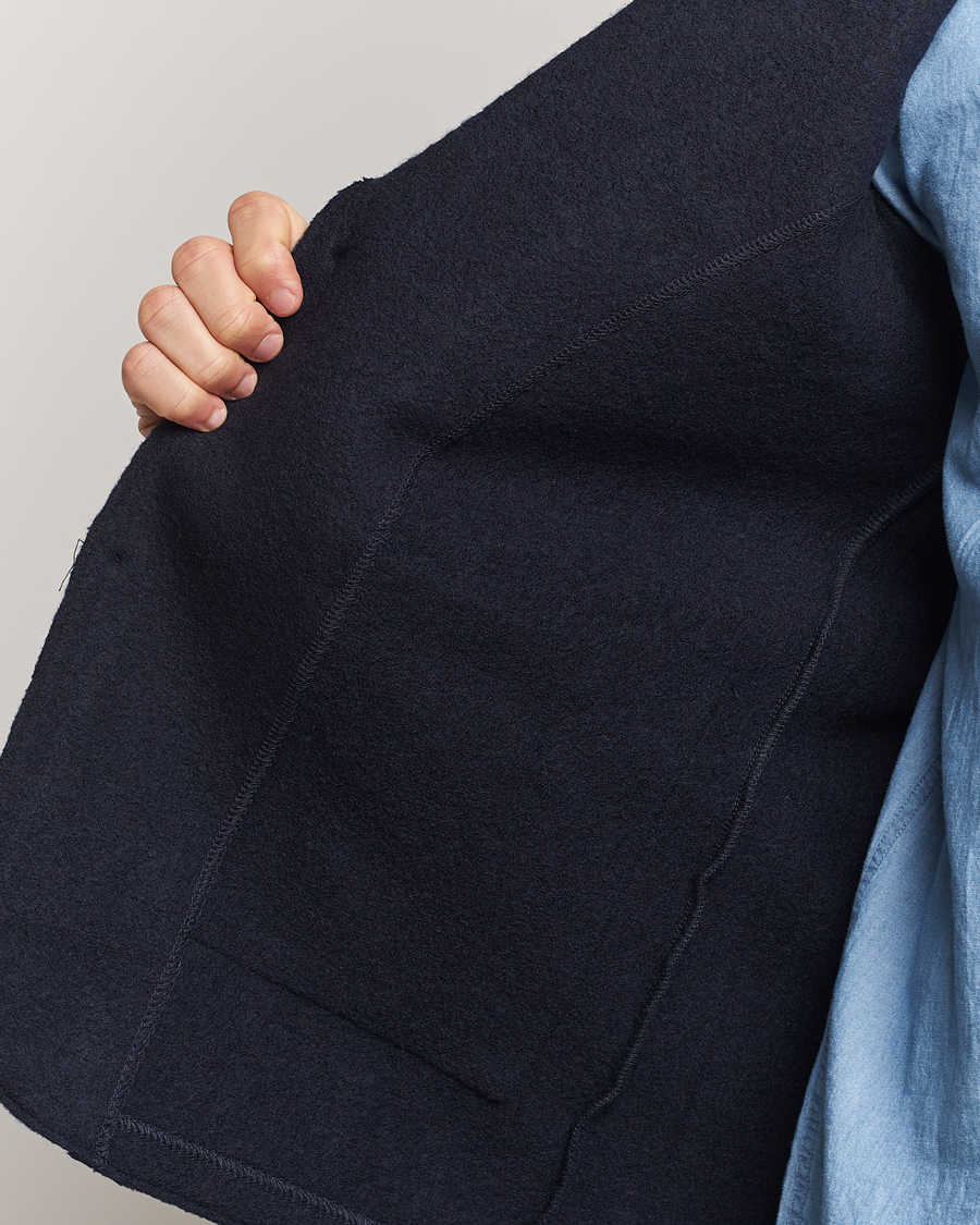 Herre | Dressjakker | NN07 | Boiled Wool Knitted Blazer Navy Blue
