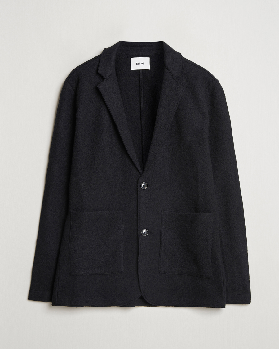 Herre | Dressjakker | NN07 | Boiled Wool Knitted Blazer Black