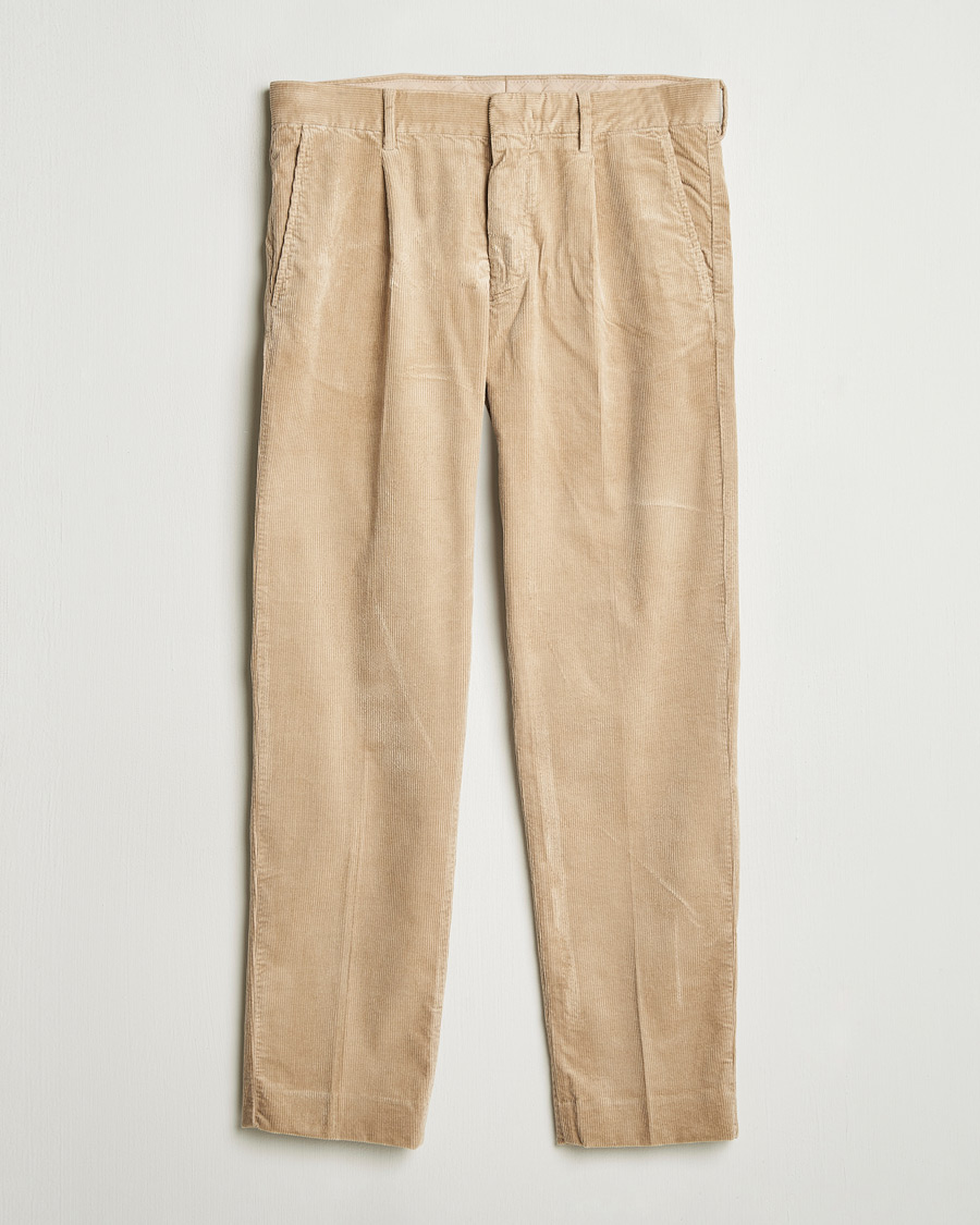 Herre | Bukser | NN07 | Bill Pleated Corduroy Pants White Peppar
