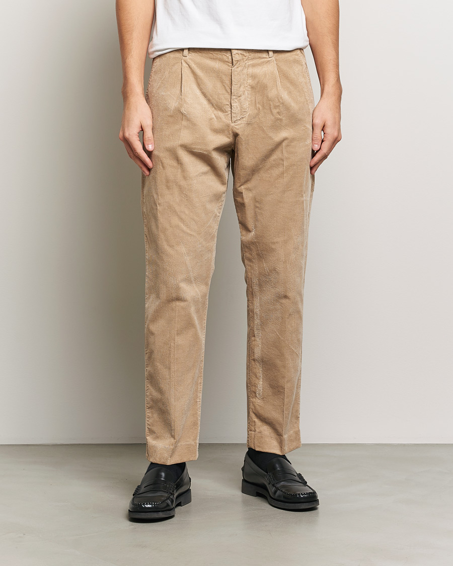 Herre | Bukser | NN07 | Bill Pleated Corduroy Pants White Peppar