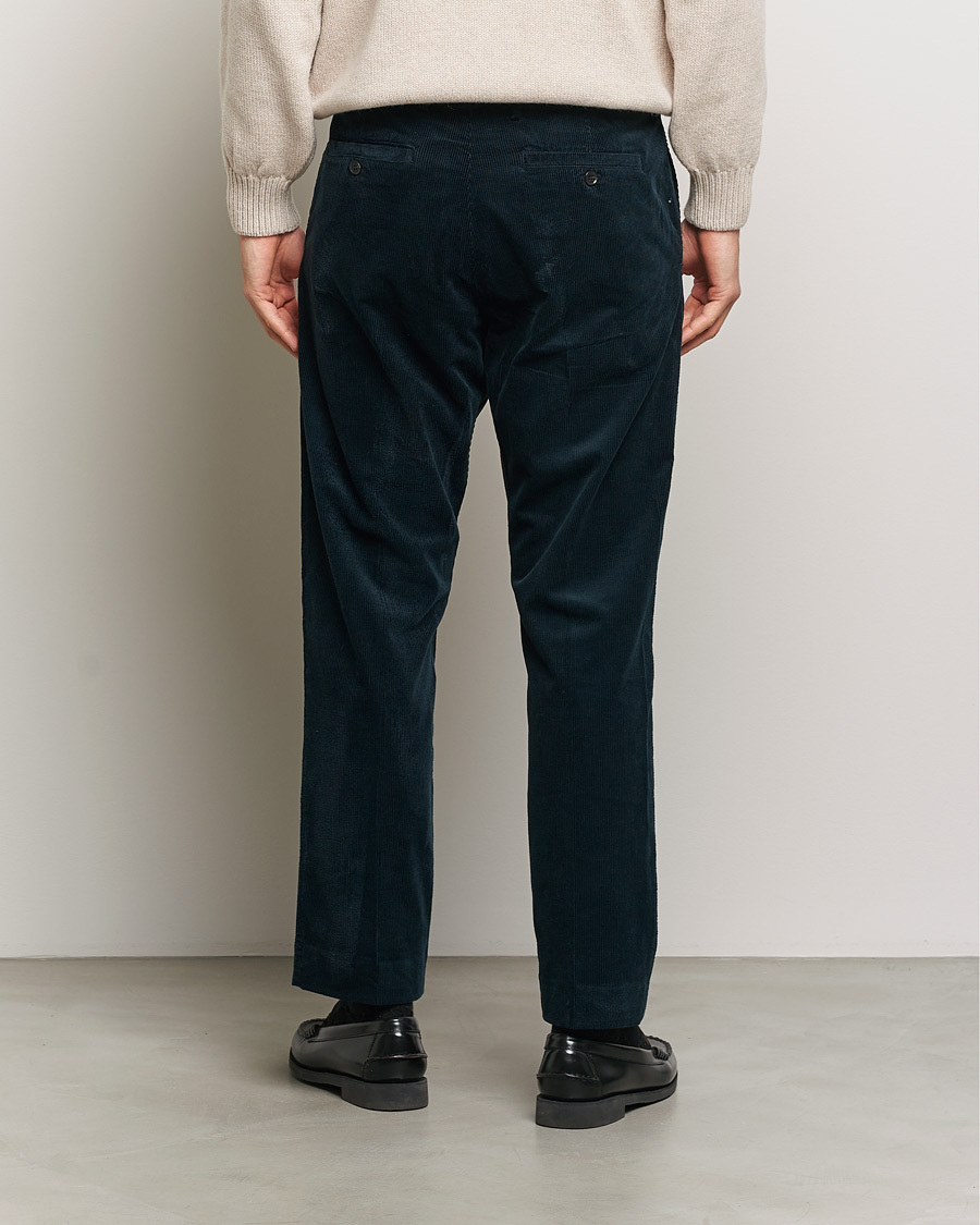 Herre | Bukser | NN07 | Bill Pleated Corduroy Pants Navy Blue