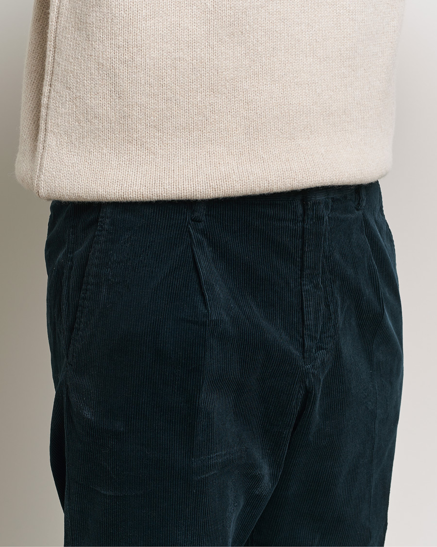 Herre | Bukser | NN07 | Bill Pleated Corduroy Pants Navy Blue