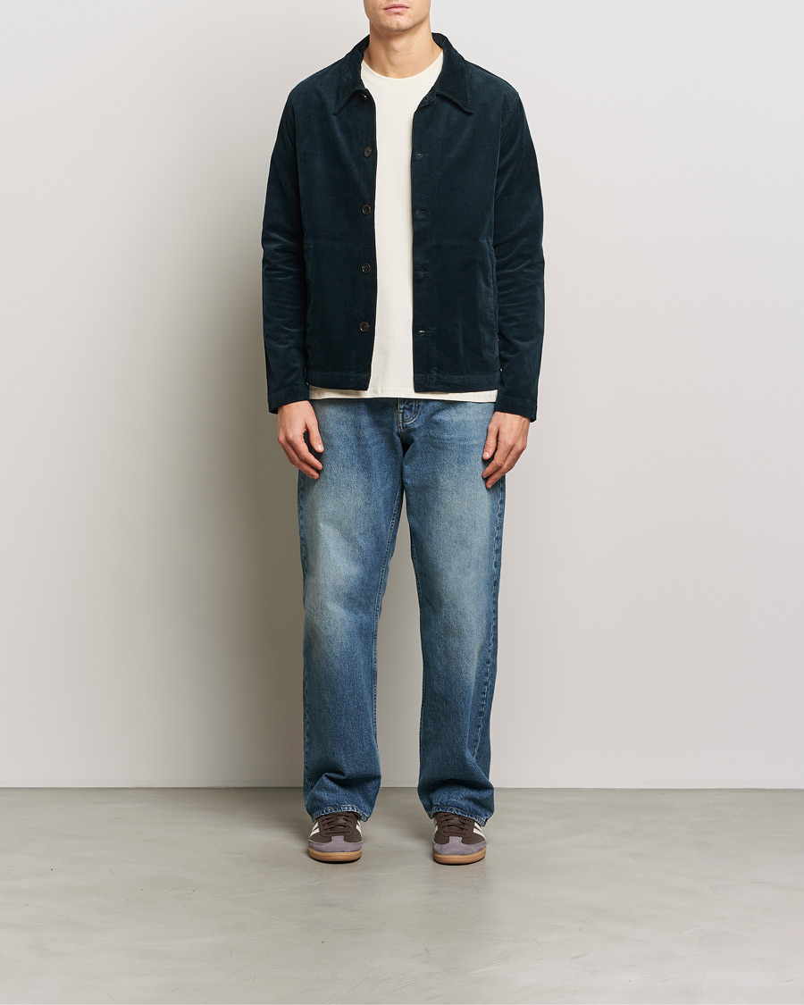 Herre | Skjorter | NN07 | Zander Corduroy Overshirt Navy Blue