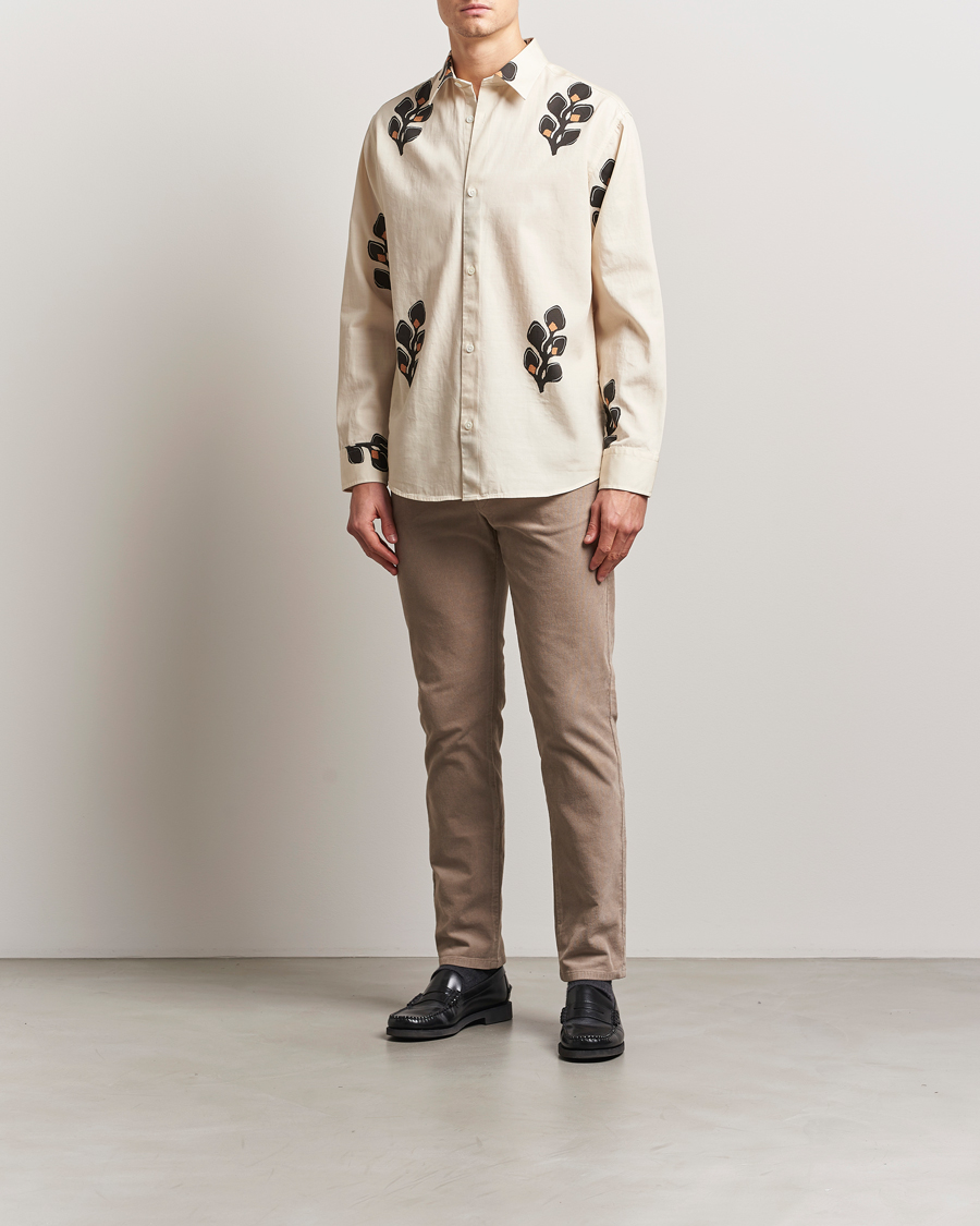 Herre | Skjorter | NN07 | Freddy Printed Cotton/Lyocell Shirt Ivory
