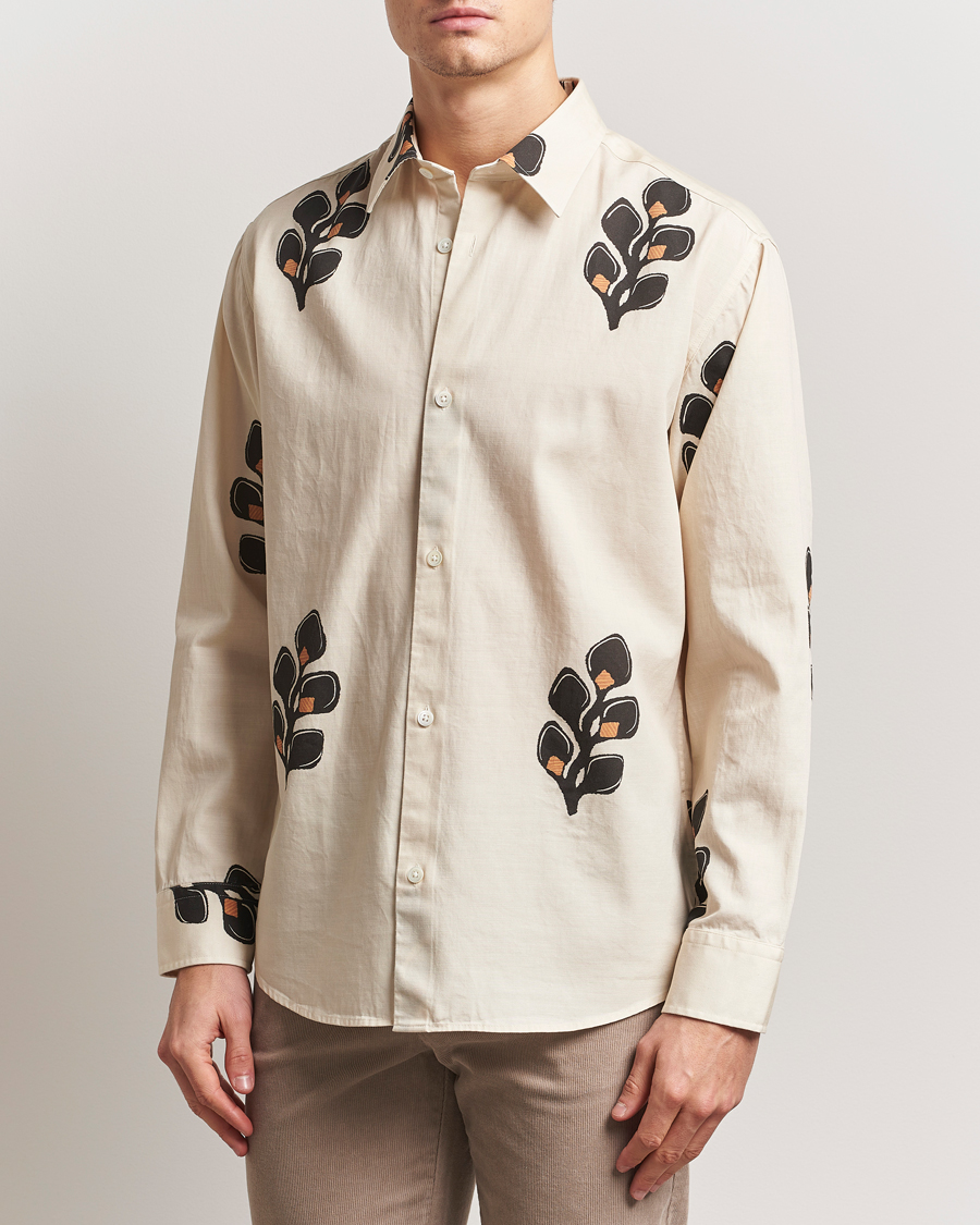 Herre | Skjorter | NN07 | Freddy Printed Cotton/Lyocell Shirt Ivory