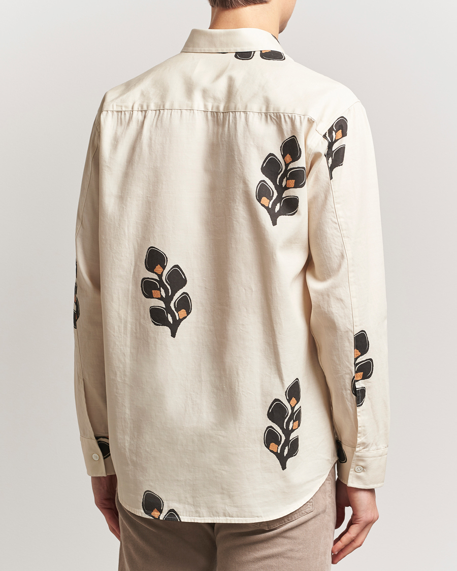 Herre | Skjorter | NN07 | Freddy Printed Cotton/Lyocell Shirt Ivory