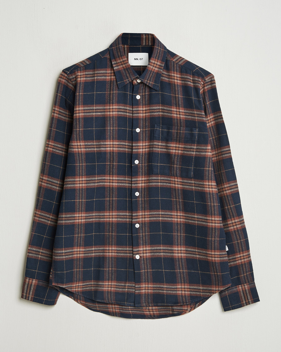 Herre | Skjorter | NN07 | Arne Brushed Cotton Checked Shirt Navy/Red