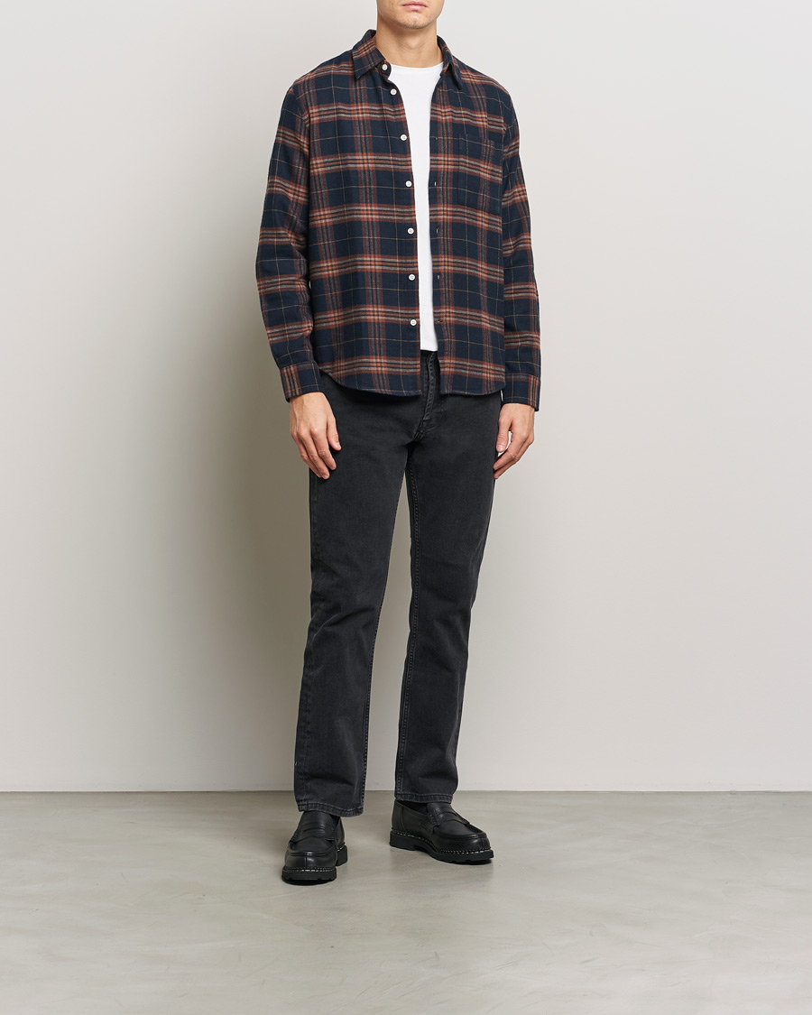 Herre | Skjorter | NN07 | Arne Brushed Cotton Checked Shirt Navy/Red
