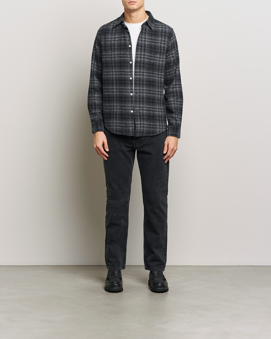Herre | Skjorter | NN07 | Arne Brushed Cotton Checked Shirt Grey/Black