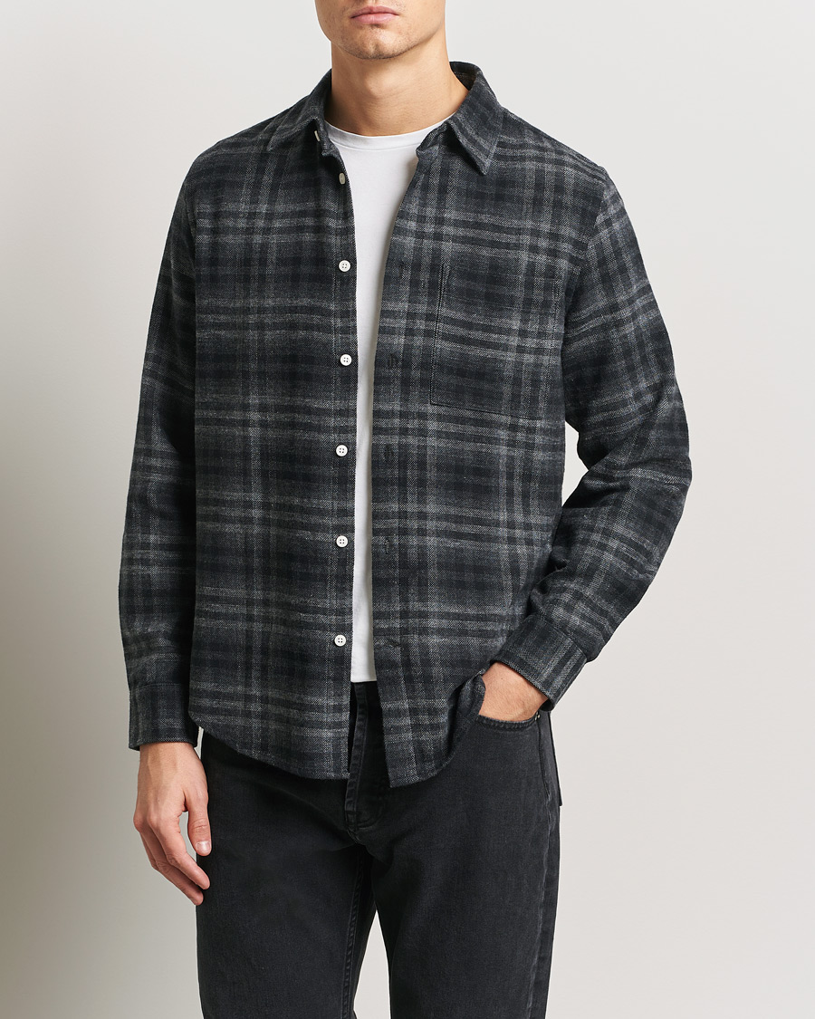 Herre | Skjorter | NN07 | Arne Brushed Cotton Checked Shirt Grey/Black