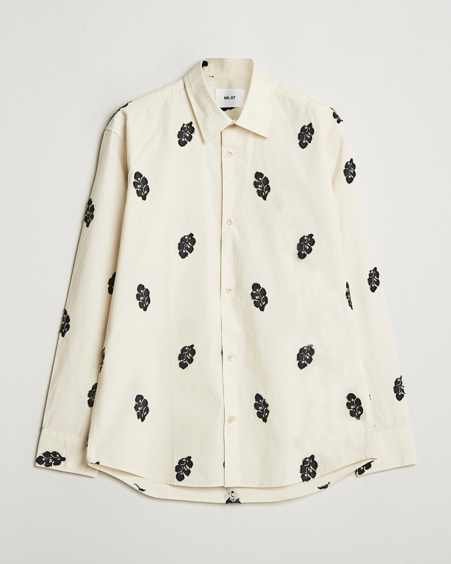 Herre | Skjorter | NN07 | Freddy Printed Cotton Shirt Ivory
