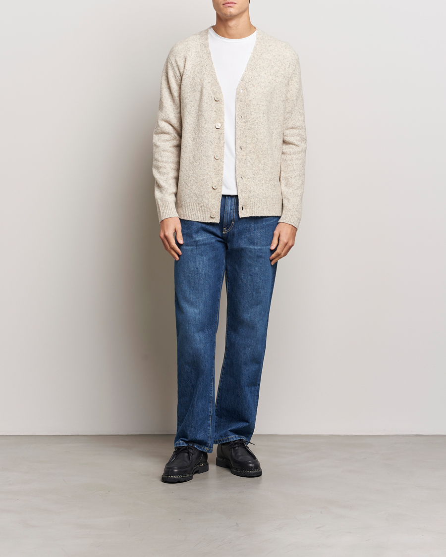 Herre | Gensere | NN07 | John Wool Knitted Cardigan White Peppar
