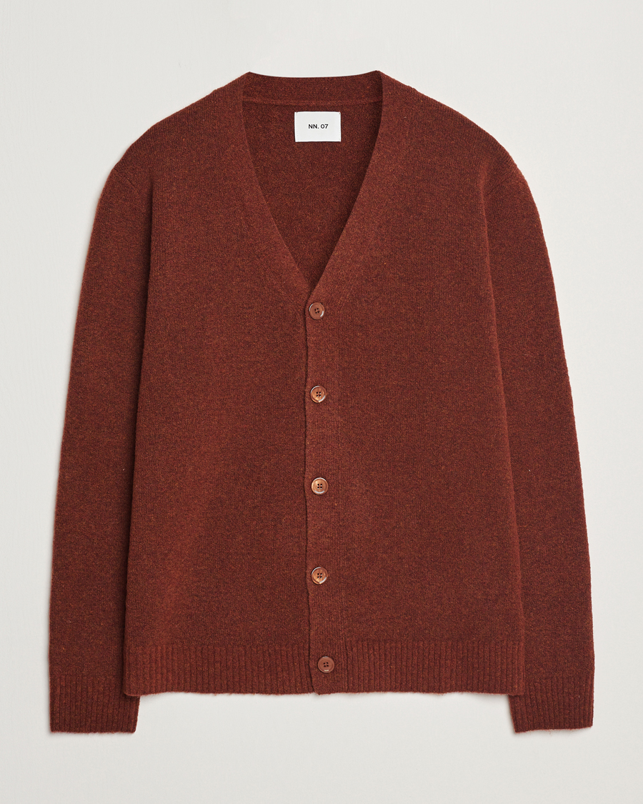 Herre | Gensere | NN07 | John Wool Knitted Cardigan Rust Red