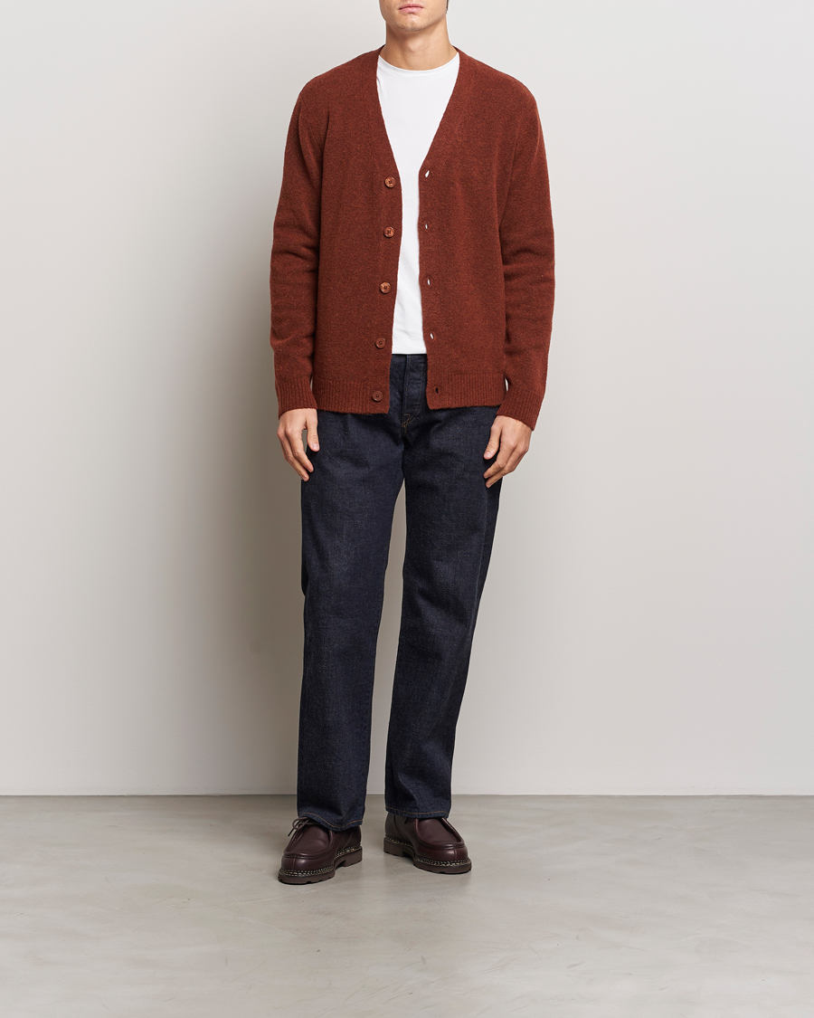 Herre | Gensere | NN07 | John Wool Knitted Cardigan Rust Red