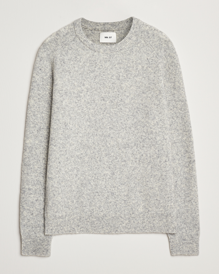 Herre | Gensere | NN07 | John Wool Knitted Sweater Medium Grey Melange