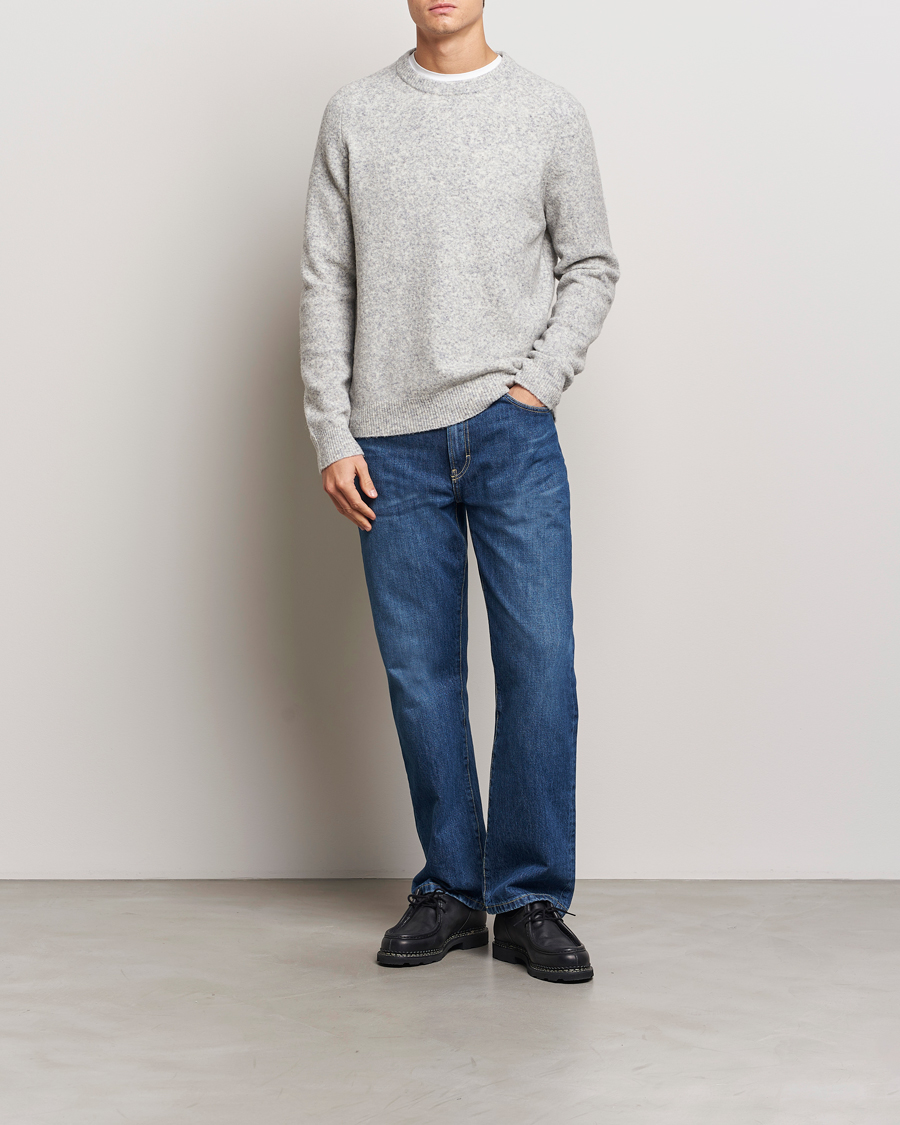 Herre | Gensere | NN07 | John Wool Knitted Sweater Medium Grey Melange