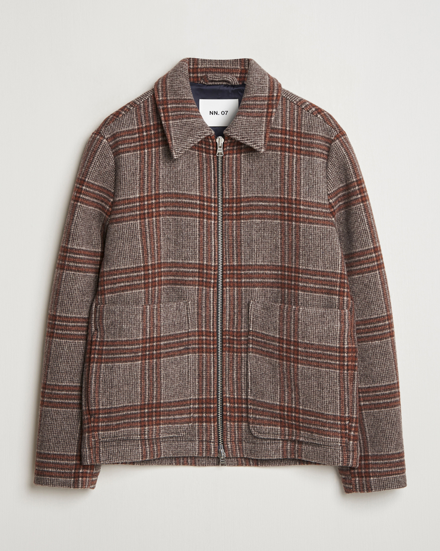 Herre | Jakker | NN07 | Gael Wool Checked Jacket Grey/Red