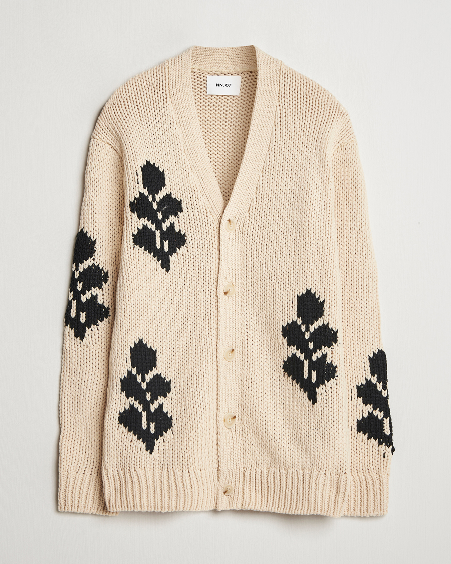 Herre | Gensere | NN07 | Mika Knitted Leaf Cardigan Ecru